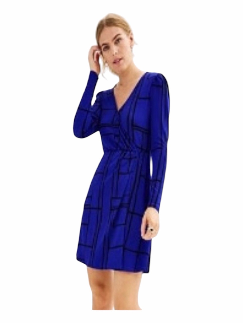 NWT Nine west Multicolor long sleeves wrap dress Women size L